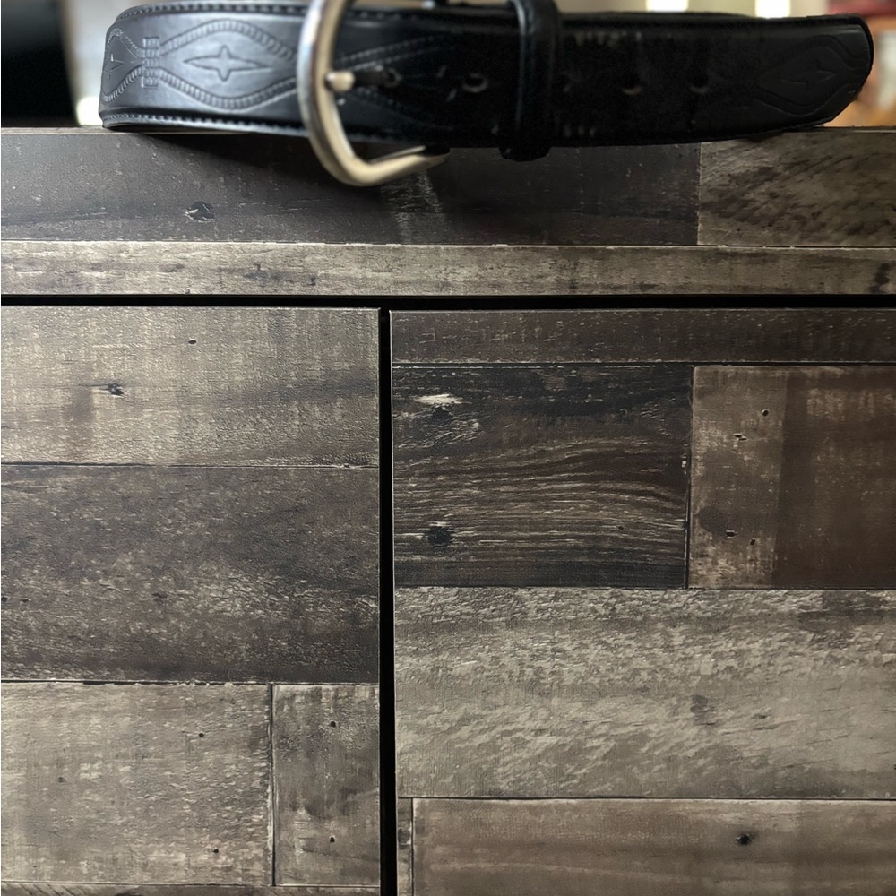 Black Leather Belt with Silver Buckle